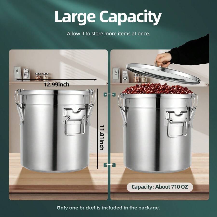 kangten 21L Grain Container Kitchen Flour Cereal Milk Storage Bucket With Lid