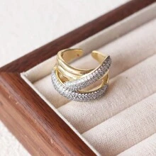 1pc Fashion 18k Gold Plated Heart Shape Rings Jewelry Zirconia Silver Chunky Ring Hip-Pop Retro Heart Wings Ring Valentines,Mom,Mother,Mother's Day,Gift