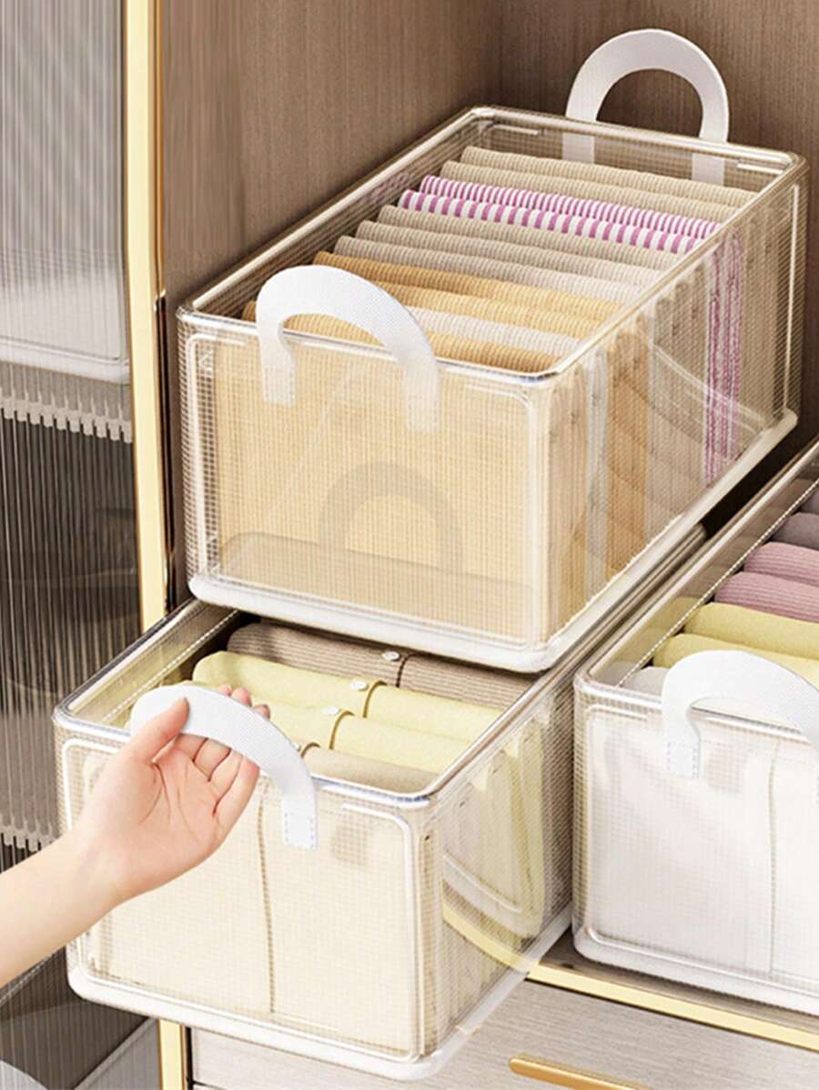 1Pc Foldable Storage Boxes(30*24*17cm), Clear PVC, Wardrobe Organizer