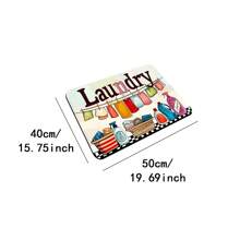 1pc Anti-Slip Soft Bottom Washing Machine Cover Mat, Cartoon Text Print, Absorbent Top Protective Pad, Fast Drying Refrigerator Dust Cover, Modern Laundry And Kitchen Appliances Washer And Dryer Cover, Home & Kitchen Decor - Multicolor - View 15