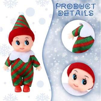 Tiny Christmas Set, 6 Christmas Elves , Mini Dolls Colorful Cute For Christmas New Year Holiday Decoration