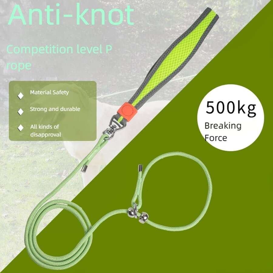 P 形链牵引绳，适用于小型中型大型犬的狗牵引绳，防拉扯、防咬、防缠结宠物用品散步装备 - 綠色 - 查看 1