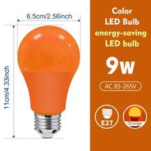 LED 彩色灯泡，A60 9 瓦（相当于 60W），E26 标准中型底座，不可调光，适用于婚礼万圣节圣诞派对酒吧装饰 - 彩色 - 查看 15