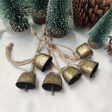 1 set/6 pièces Clochettes de traîneau en fonte, ornements d'arbre de Noël au son cristallin, clochettes suspendues à une corde de jute pour la décoration saisonnière, usage polyvalent pour Halloween, Pâques, Thanksgiving - Fêtes de campagne, animaux de compagnie et bétail, cadeau pour la Saint-Valentin pour femme, anniversaire pour petite amie ou petit ami