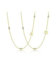 ANDYWEN 1入組簡約優雅人造寶石銀女士項鍊訂婚/派對/生日禮物