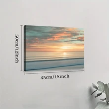 1pc Framed Canvas Poster, Beach Sunrise Wall Art Canvas Paintings, Ideal Gift For Bedroom Living Room Corridor, Wall Art, Room Decoration - 彩色 - 查看 8