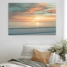 1pc Framed Canvas Poster, Beach Sunrise Wall Art Canvas Paintings, Ideal Gift For Bedroom Living Room Corridor, Wall Art, Room Decoration - 彩色 - 查看 5