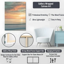 1pc Framed Canvas Poster, Beach Sunrise Wall Art Canvas Paintings, Ideal Gift For Bedroom Living Room Corridor, Wall Art, Room Decoration - 彩色 - 查看 6