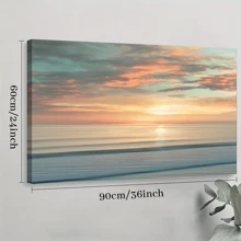 1pc Framed Canvas Poster, Beach Sunrise Wall Art Canvas Paintings, Ideal Gift For Bedroom Living Room Corridor, Wall Art, Room Decoration - 彩色 - 查看 10