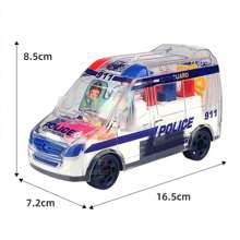 1 Piece Transparent Toy Car, Police Car, With Visible Colored Moving Gear System, Light And Sound, Transparent Electric Light, Music LED Light Effects, Educational And Fun Toy For Kids, Obstacle Avoidance Toy Car, With Colorful Lights And Sounds, Interactive Electric Toys For Kids, Perfect Gift For Birthday, And Christmas - Blue - View 7