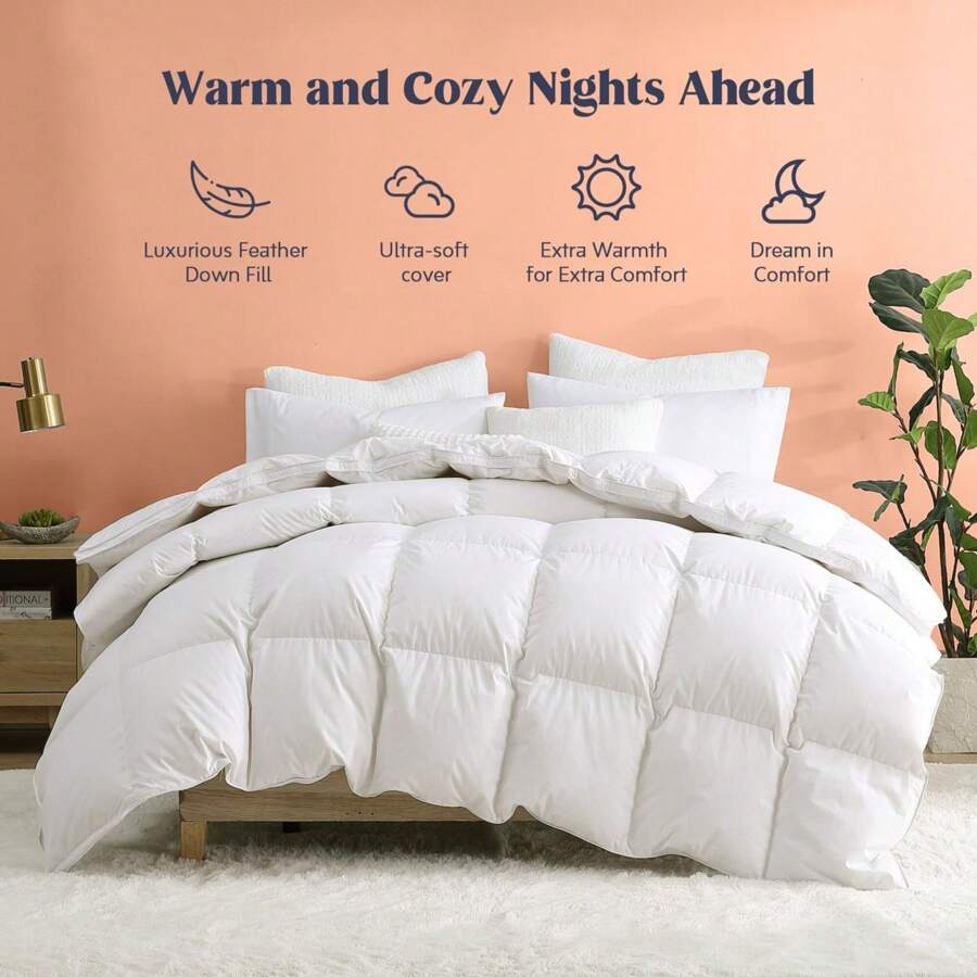 Puredown White Goose Down Heavyweight Comforter Twin Full King Winter