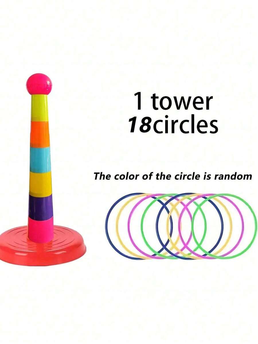 1 Bộ Đồ Chơi Vòng Xếp Hình Cho Trẻ Em, Trò Chơi Giải Trí Tương Tác Giữa Cha Mẹ Và Con Cái, Trò Chơi Thi Đấu Trong Nhà Và Ngoài Trời Cho Trẻ Em, Giúp Trẻ Em Nhận Biết Màu Sắc Sớm (Màu Sắc Của Hình Tròn Và Tháp Là Ngẫu Nhiên) - Nhiều màu - Xem 1