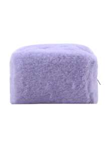 1 件毛绒铅笔盒，手提包，糖果色，便携，甜美，柔软粘性化妆包，铅笔盒，温暖冬季纯色毛皮化妆包女士柔软旅行化妆包收纳盒女士化妆盒必需品笔盒收纳袋 - 彩色 - 查看 14