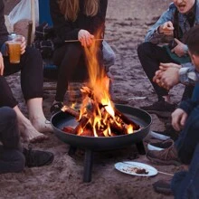 Joparri Feuerschale Ø 80 cm , Flammlachs inkl. Edelstahlhalterungen, Große Feuerstelle für den Garten, Terrasse, Party