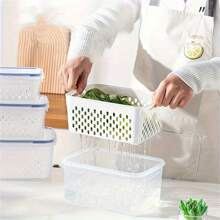 Set da 4 pezzi Contenitori per alimenti in plastica con coperchi per il frigorifero - Trasparenti, contenitori lavabili per frutta, verdura e prodotti secchi con vassoio di drenaggio - Multiuso, scatole organizzative per la cucina ermetiche per campeggio e uso domestico