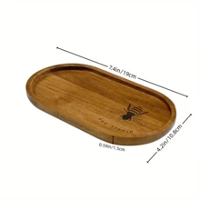 1pc Wooden Tray, Bee Logo Creative Tray, Desktop Decoration Plate, Multi-Functional Decorative Tray, Suitable For Kitchen, Outdoor, Indoor, Restaurant, Applicable For Breakfast, Candy, Cheese, Gourmet, Fruit, Steak, Sushi, Bread And Home Decoration, Suitable For Halloween, Christmas, New Year Use