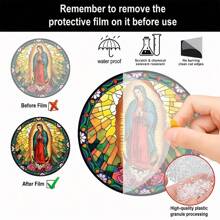 1 Piece, Acrylic Light Catcher Of Our Lady Of Guadalupe, 2D Colorful Hanging Art Pendant, Circular Wreath Center Decoration, Suitable For Porches, Bedrooms, Living Rooms, Room Home Decor, Party Party Party Gifts,Home Decor ,Room Decor,Wall Decor Birthday Graduation