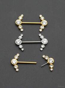 1 para dodaj radości swojemu życiu dzięki wtyczce ze stali nierdzewnej do piercingu sutków z okrągłym kryształem, 16G Pin 1.2x14mm Plugin Straight Barbell Piercing bez gwintu Pierścienie na sutki dla seksownych kobiet