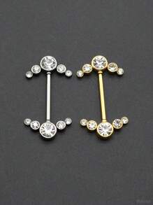 1 para dodaj radości swojemu życiu dzięki wtyczce ze stali nierdzewnej do piercingu sutków z okrągłym kryształem, 16G Pin 1.2x14mm Plugin Straight Barbell Piercing bez gwintu Pierścienie na sutki dla seksownych kobiet