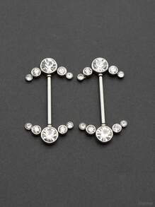 1 para dodaj radości swojemu życiu dzięki wtyczce ze stali nierdzewnej do piercingu sutków z okrągłym kryształem, 16G Pin 1.2x14mm Plugin Straight Barbell Piercing bez gwintu Pierścienie na sutki dla seksownych kobiet