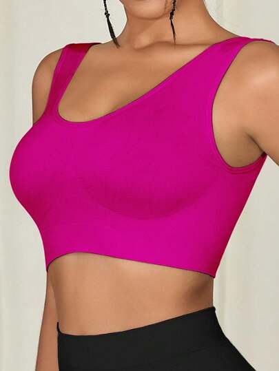 Women Seamless Com Tafel Single Layer Thin Removable Pad Sports BH view 3