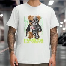 ROBOT TERMINATOR BEAR T-Shirt Bear Robot Hasta La Vista Streetwear Shirt 100% Cotton - 白色 - 查看 1