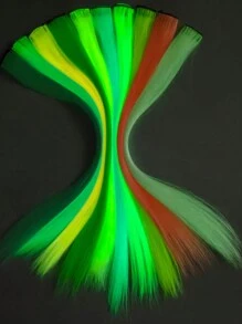 10/20 sztuk Luminous Clip-In Syntetyczne Przedłużki Włosów 20 Calowe Kolorowe Fluorescencyjne Świecące W Ciemności Neonowe Dodatki Do Włosów, Łatwy W Noszeniu Projekt Klipsa, Gładka I Miękka Tekstura Codzienny Modny Akcesorium Damskie Na Imprezy Halloween Nowy Rok