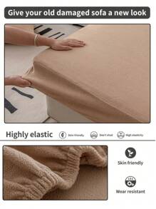 1 Vỏ bọc ghế sofa nhung màu trơn, co giãn quấn quanh, ấm áp và thoải mái, đơn giản và phong cách, vỏ bọc ghế sofa chống trượt thân thiện với vật nuôi có thể giặt được, thích hợp cho ghế sofa 1/2/3/4 chỗ ngồi trong phòng khách, phòng ngủ, phòng học - Màu Khaki - Xem 4