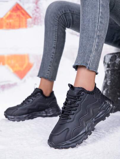 بوت ثلج نسائية دافئة للاستخدام اليومي والرياضة والطالبات، سميكة القاعدة مانعة للانزلاق