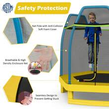 Lifezeal 7FT Kids Trampoline Outdoor Indoor Recreational Bounce Jumper Yellow/Green/Blue/Orange/Pink - Yellow - View 5