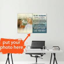 1 Piece Customizable Couple Picture Canvas Poster With Wooden Frame - Personalized Couples And Family Photo Wall Art - Share Precious Moments, Perfect Gift For Friends And Family, Home Decoration Gifts Birthday Graduation