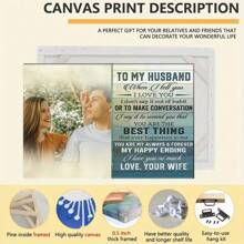 1 Piece Customizable Couple Picture Canvas Poster With Wooden Frame - Personalized Couples And Family Photo Wall Art - Share Precious Moments, Perfect Gift For Friends And Family, Home Decoration Gifts Birthday Graduation