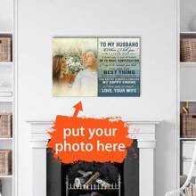 1 Piece Customizable Couple Picture Canvas Poster With Wooden Frame - Personalized Couples And Family Photo Wall Art - Share Precious Moments, Perfect Gift For Friends And Family, Home Decoration Gifts Birthday Graduation