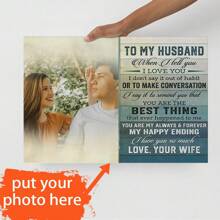 1 Piece Customizable Couple Picture Canvas Poster With Wooden Frame - Personalized Couples And Family Photo Wall Art - Share Precious Moments, Perfect Gift For Friends And Family, Home Decoration Gifts Birthday Graduation