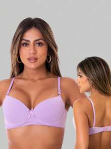 Kit 2 Cup Bra Everyday Bra Comfort Bra Traditional Smooth Microfiber Bra - 彩色 - 查看 10