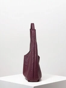 Túi đeo vai họa tiết dệt giả da cổ điển dành cho nữ, Túi tote dung tích lớn, Túi đeo nách tối giản thường ngày, Túi xách lớn có ví, Túi đeo vai, Túi đi làm và Túi mua sắm (Họa tiết ngẫu nhiên) - Màu đỏ tím - Xem 7