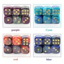 100pcs Colorful Marble D6 Acrylic Round Corner Dice, Premium Durable Dice, Suitable For Games, Math, And Classroom Teaching (12mm) - Multicolor - View 2