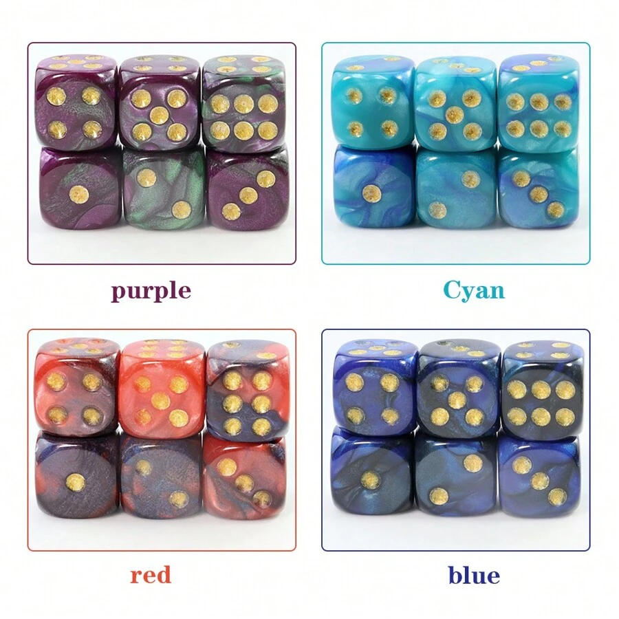 100pcs Colorful Marble D6 Acrylic Round Corner Dice, Premium Durable Dice, Suitable For Games, Math, And Classroom Teaching (12mm)