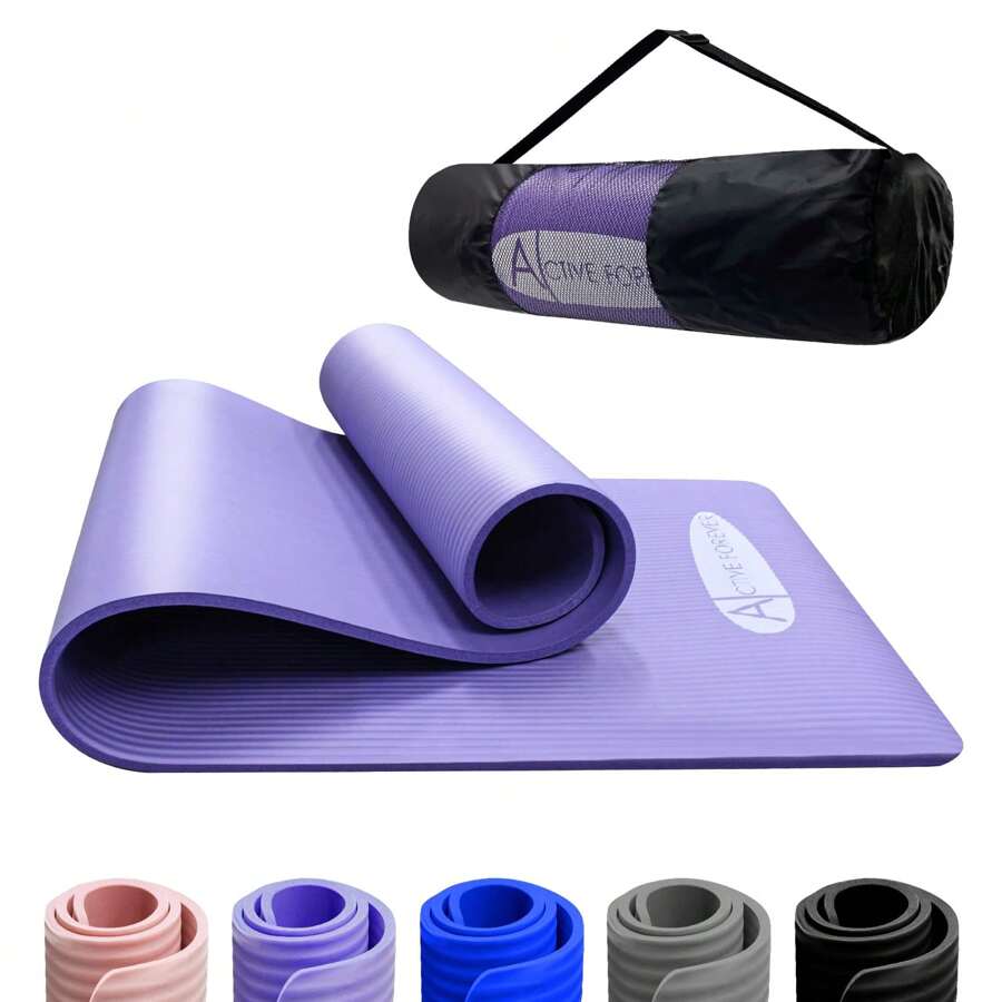 ACTIVE FOREVER Yoga Mat For Women Men, NBR Foam Yoga Mats For Women Men, High-Density Non Slip Exercise Mat With Free Travel Carry Bag