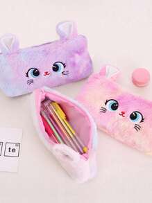 1 Cute Cat Plush Pencil Bag Girl Pencil Bag Kawaii Stationery Large Capacity Pencil Case Pencil Case Makeup Bag Storage Bag