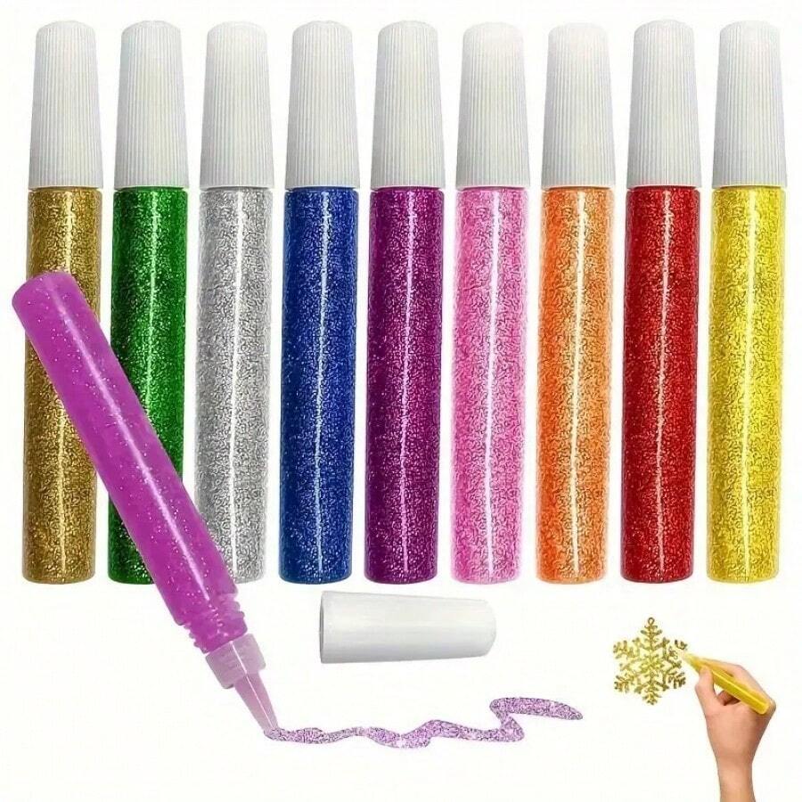 Sanrio 10pcs Different Colors Glitter Glue Sticks Washable Glitter