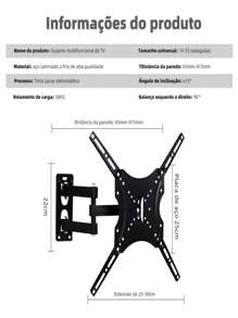 Articulated TV Stand With Universal Movement Supports TVs From 14 To 55" - 黑色 - 查看 6