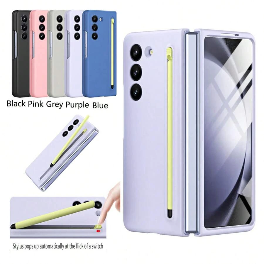 Hadaasi 1 buah Pena Stylus Lipat Multi-Warna, Lapisan Matte Lembut, Desain Satu Bagian dengan Slot Pena, Penutup Flip Magnetik, Tekstur Matte, Casing Pelindung Keras PC Tipis & Tahan Guncangan, Kompatibel dengan Galaxy Z Fold 6/Z Fold 5/Z Fold 4/Z Fold 3, Tahan Air, Anti Jatuh, dan Tahan Gores