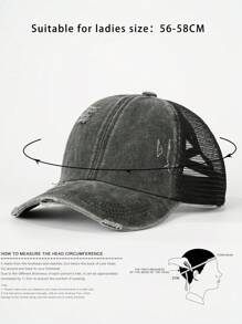 1 buc șapcă de baseball cu plasă încrucișată în coadă de cal, pălărie ocazională reglabilă cu protecție solară în aer liber, potrivită pentru primăvară/toamnă, călătorii, plajă, stil Y2K pentru tineret