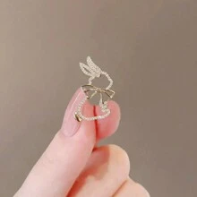 1pc Rabbit Brooch Decor With Rhinestones, Suitable For Women Dress Coat Sweater Lapel Decoration Dress Accessories Pin For Clothes Bag Charm School Office Accessories Shirts Jacket Jewelry Christmas Halloween Clothes Pin Funny Cute Teacher Gifts Costume Accessories Bag Charms - Gold - View 2