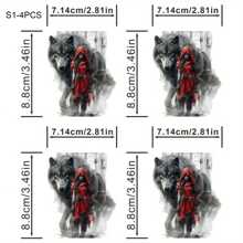 1/2/4 Girl With Wolf Pattern Fashion Heat Transfer Vinyl Patch, Iron On Patch For T-Shirts, Jeans, Jackets, Backpacks, Clothes, Hats And More