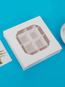 5 piezas/10 piezas Cajas de hornear transparentes con ventana, caja de postres, caja de pastelería, caja de regalo, fácil y conveniente, para contacto con alimentos, se pueden mezclar y ensamblar dulces, chocolates, perfectas para celebraciones y hornear en casa