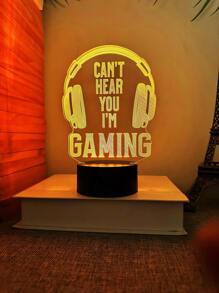 1 szt. Can't Hear You I'm Gaming Night Light, 3D Illusion Light Headset, 7 wariantów kolorystycznych, sterowanie dotykowe i zdalne, prezent dla gracza, dekoracja pokoju do gier, urodziny, świąteczne artykuły imprezowe - Wielokolorowe - Zobacz 2