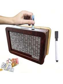 高端木制存钱罐，带数字计数器 - 可容纳高达 10,000 美元的硬币 - 耐用且精确的硬币储蓄器 - 送给成人和家庭的完美礼物 - 摩卡棕 - 查看 4