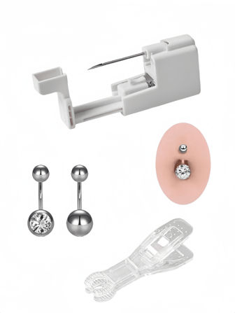 5pcs Professional Body Piercing Kit, Stainless Steel Piercing Gun Suitable For Navel
